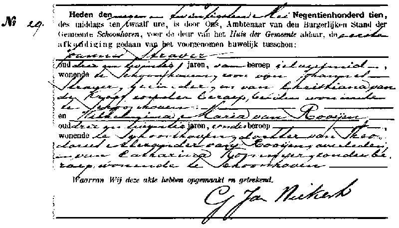 19100529 huw afk akte 29 Joannes Straver - Wilhelmina M v Rooijen